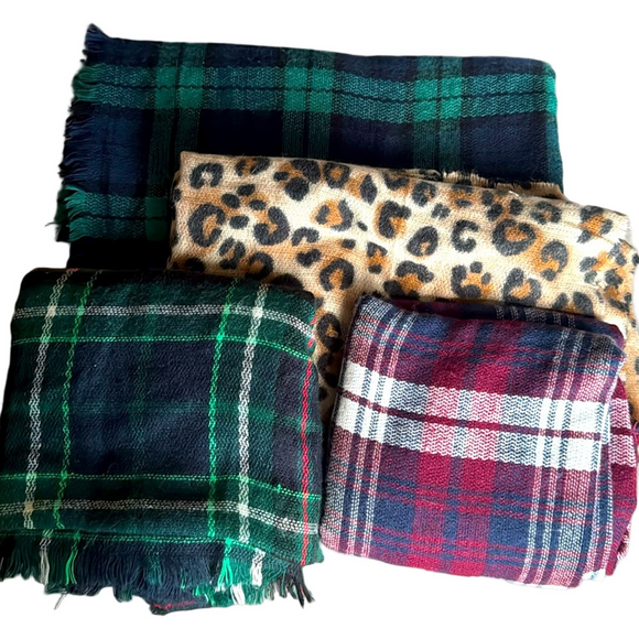 Accessories - Plaid Scarves Animal Print / Leopard Print Scarf - Bundle of 4